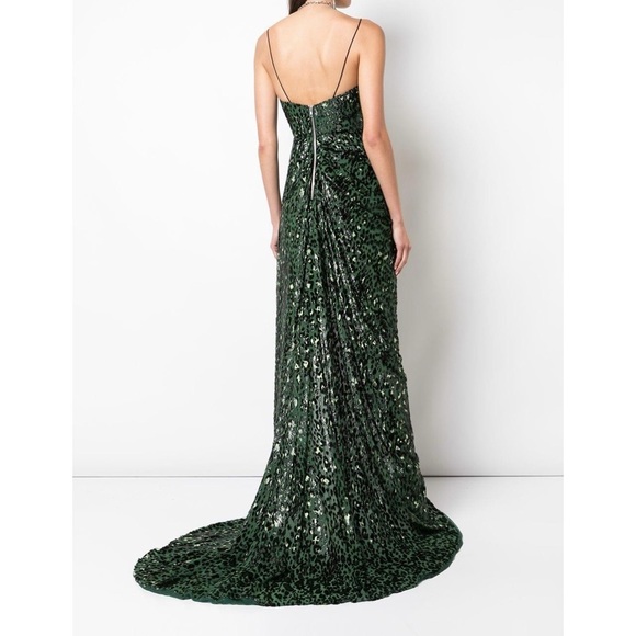 Alex Perry Corset Style Jensen Leopard Metallic Sheer Gown - Picture 3 of 13